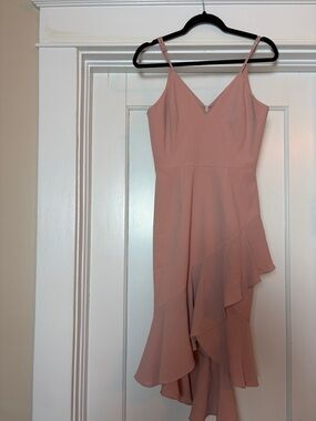 Dress the Population Blush Pink Spaghetti-Strap High-Low Ruffle Dress